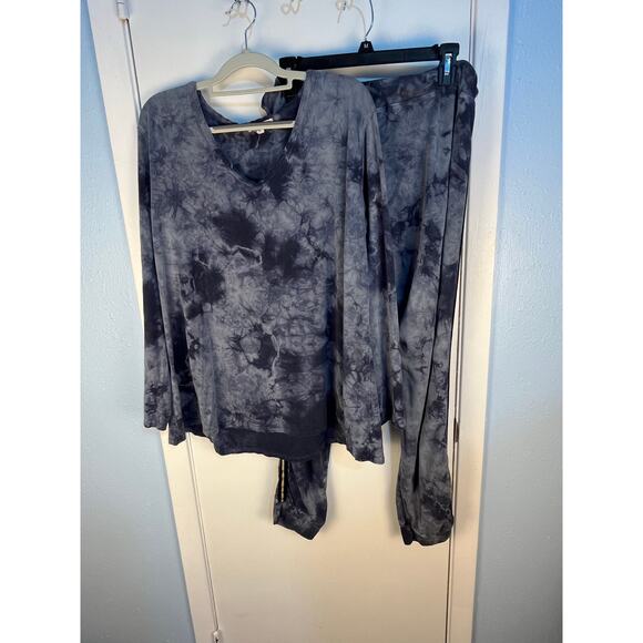 Johnny Was Calme Lounge Set XL Blue Tie Dye Hippie Boho Tencel Organic Cotton - Picture 1 of 10